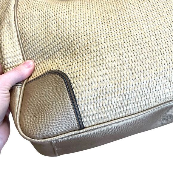 Calvin Klein raffia woven metallic tote‎ bag - Picture 11 of 16